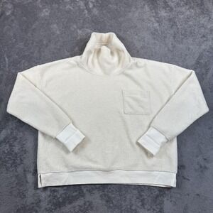 Vineyard Vines Pullover Womens XL White Sherpa Fleece Mock Neck Pocket 2K1491